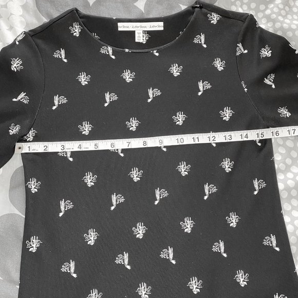 & Other Stories Black White Shift Mini Long Sleeve Dress Cactus Print 4 - Picture 8 of 15